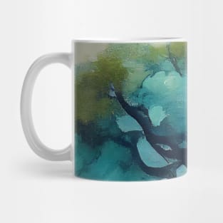 Trees in a Asian painting, pastel colors, abstract creative Mug